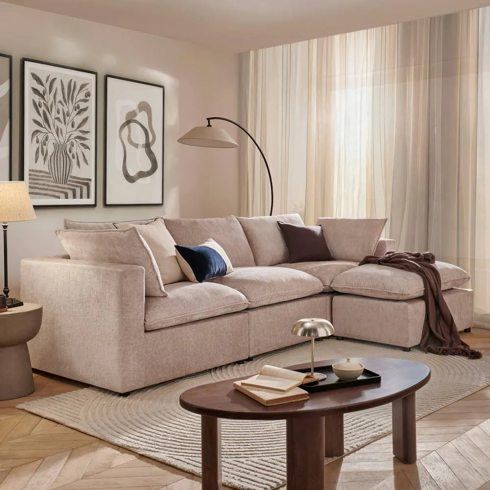 The Great Sofa Company Taylor Modular Chunky Chenille Corner Sofa in Light Beige 3