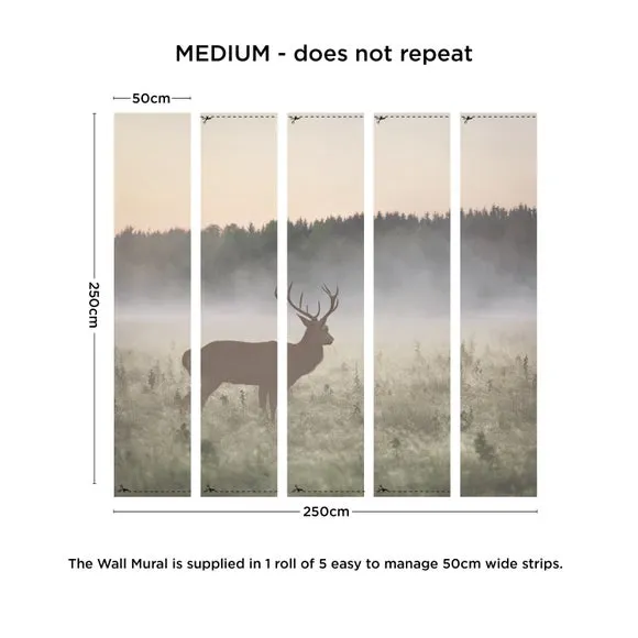 Stag in the Mist Neutral Wall Mural 4
