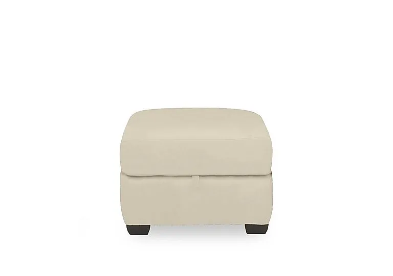 Compact Collection Titch Leather Storage Footstool - BV Bisque