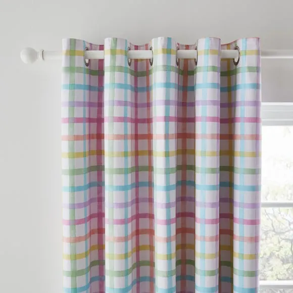 Rainbow Check Blackout Eyelet Curtains