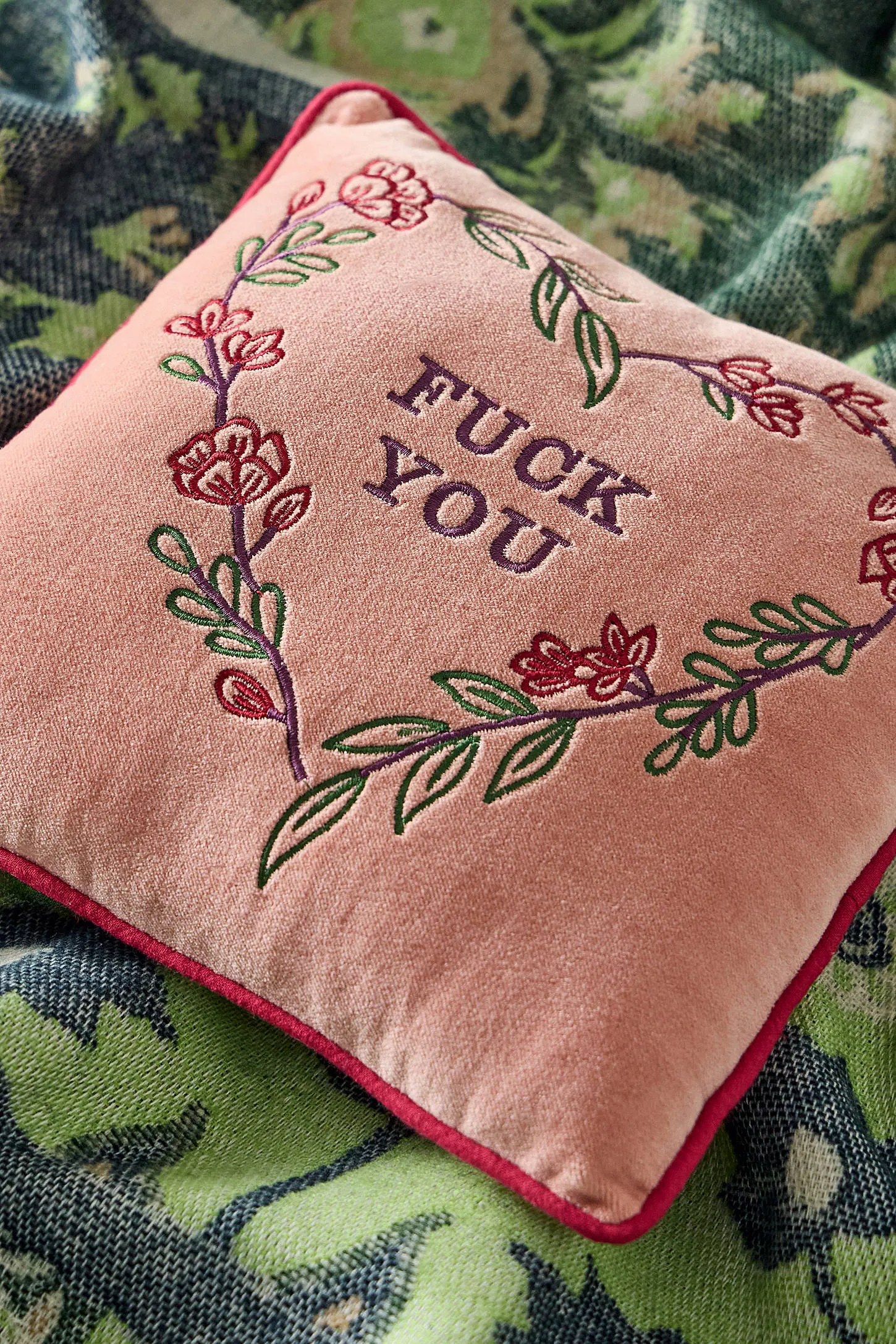 F*ck You Velvet Mini Cushion - Pink 2