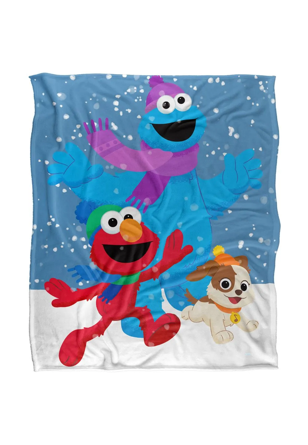 Sesame Street Furry Friends Forever Elmo Cookie Monster Snow Run Silky Touch Super Soft Throw Blanket 152 X 127 cm in White
