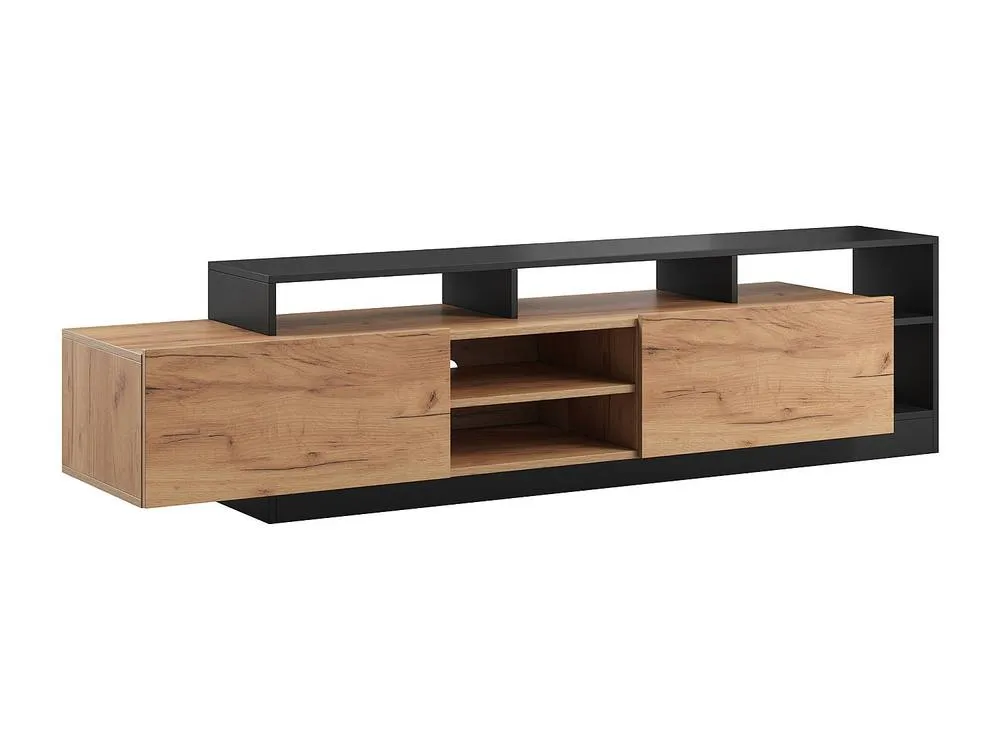 Vente-unique 2 - Door TV Unit With 6 Shelves & Leds - Light Naturalcolour and in Grey 2