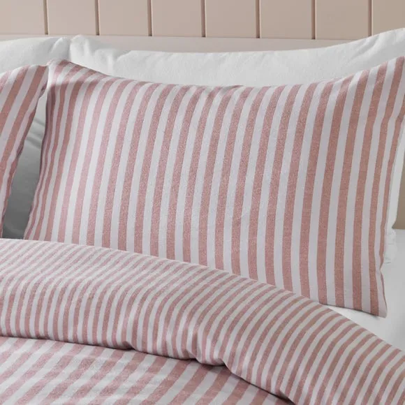 Catherine Lansfield Stripe 100% Brushed Cotton Reversible Duvet Cover & Pillowcase Set 2