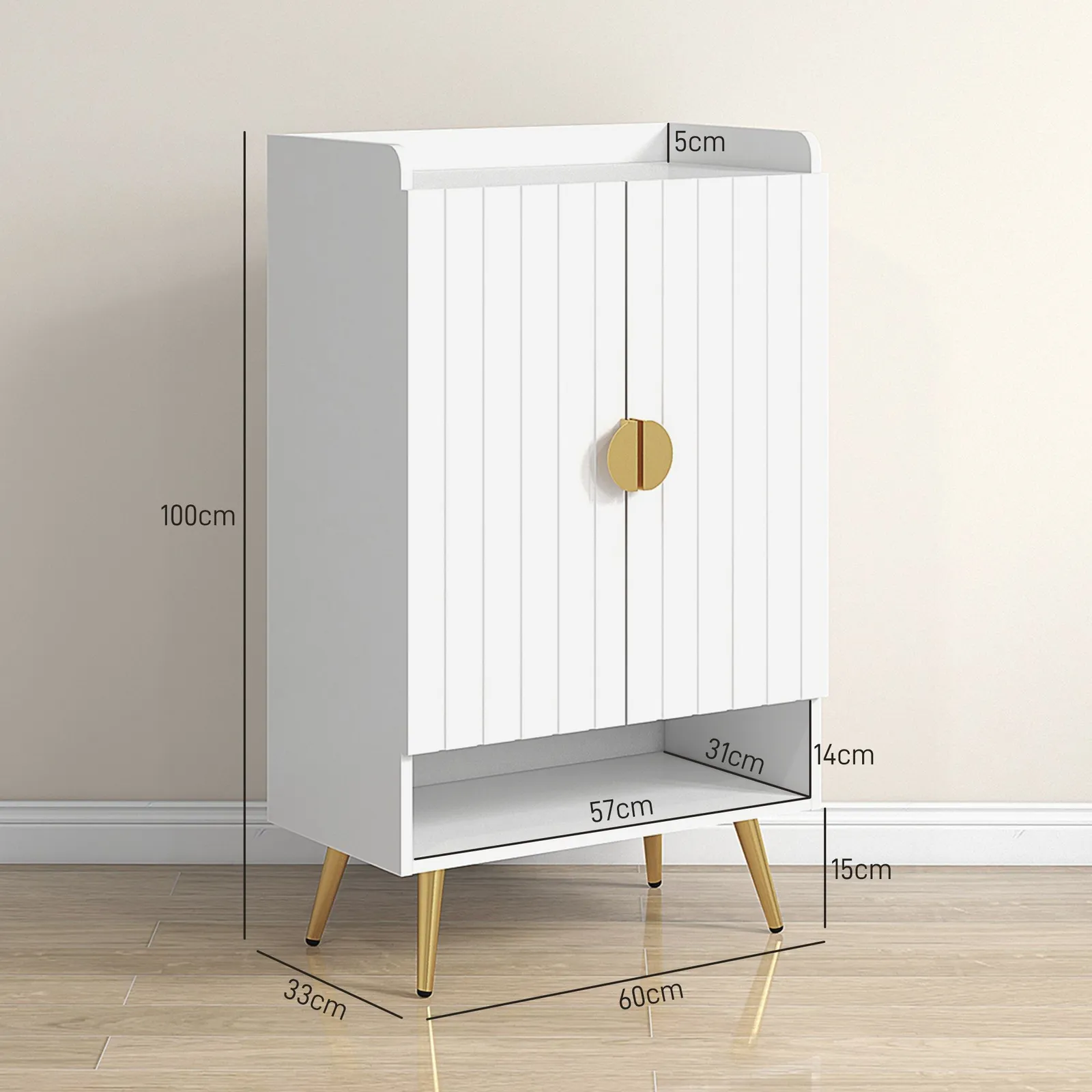 HOMCOM Modern Hallway Shoe Cupboard with Adjustable Shelves for Entryway in White 3