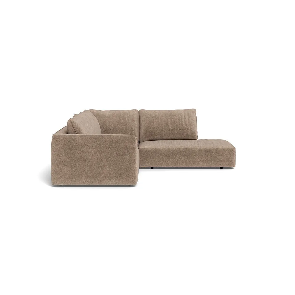Heal's Morven Right Hand Facing Large Corner Sofa Boucle Velvet Rocky Black Feet 1