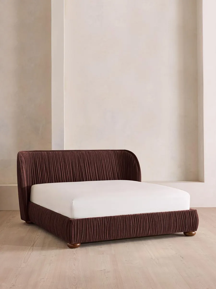 Blair Bed, King, Velvet, Aubergine