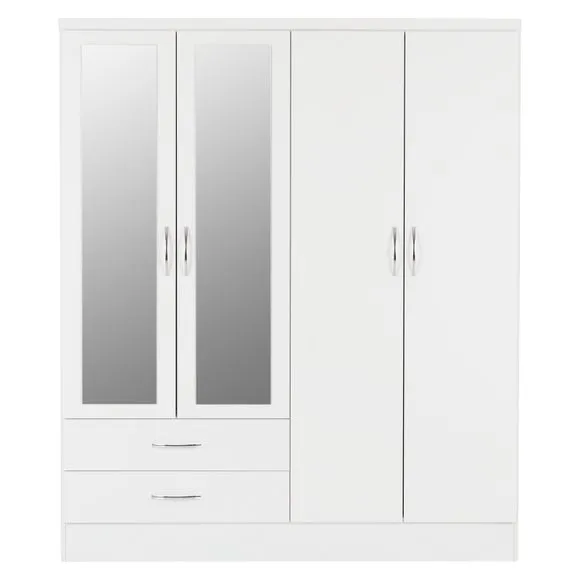 Nevada 4 Door 2 Drawer Wardrobe, Mirrored 3