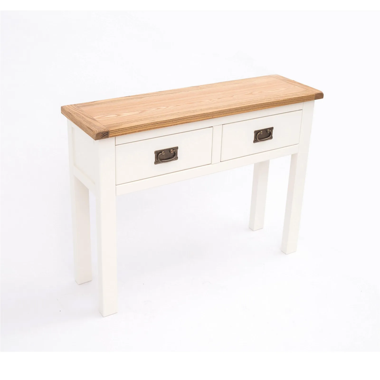 Cabinet Bits Lovere Off-White 2 Drawer Console Table Brass Drop Handle 3