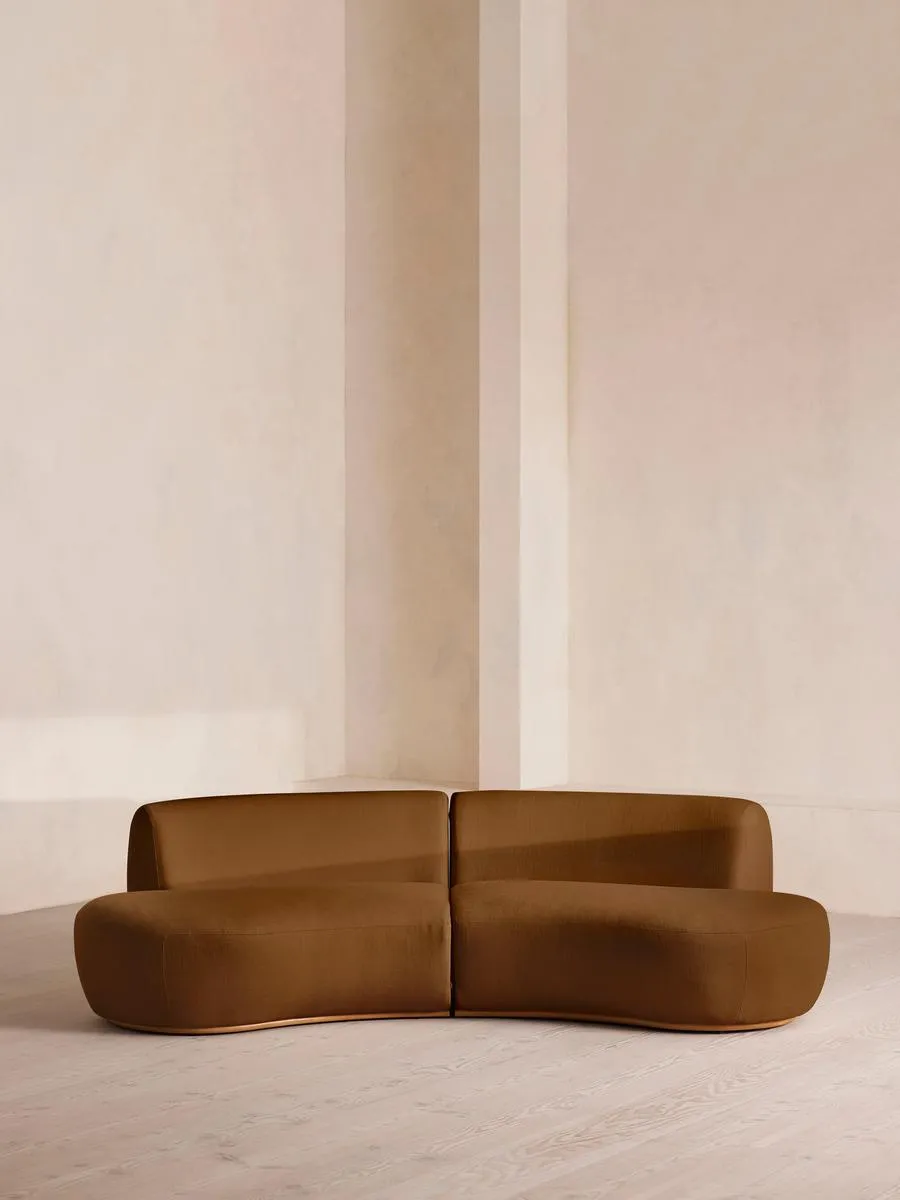 Aline Serpentine Modular Sofa, Three Seater, Linen, Terracotta