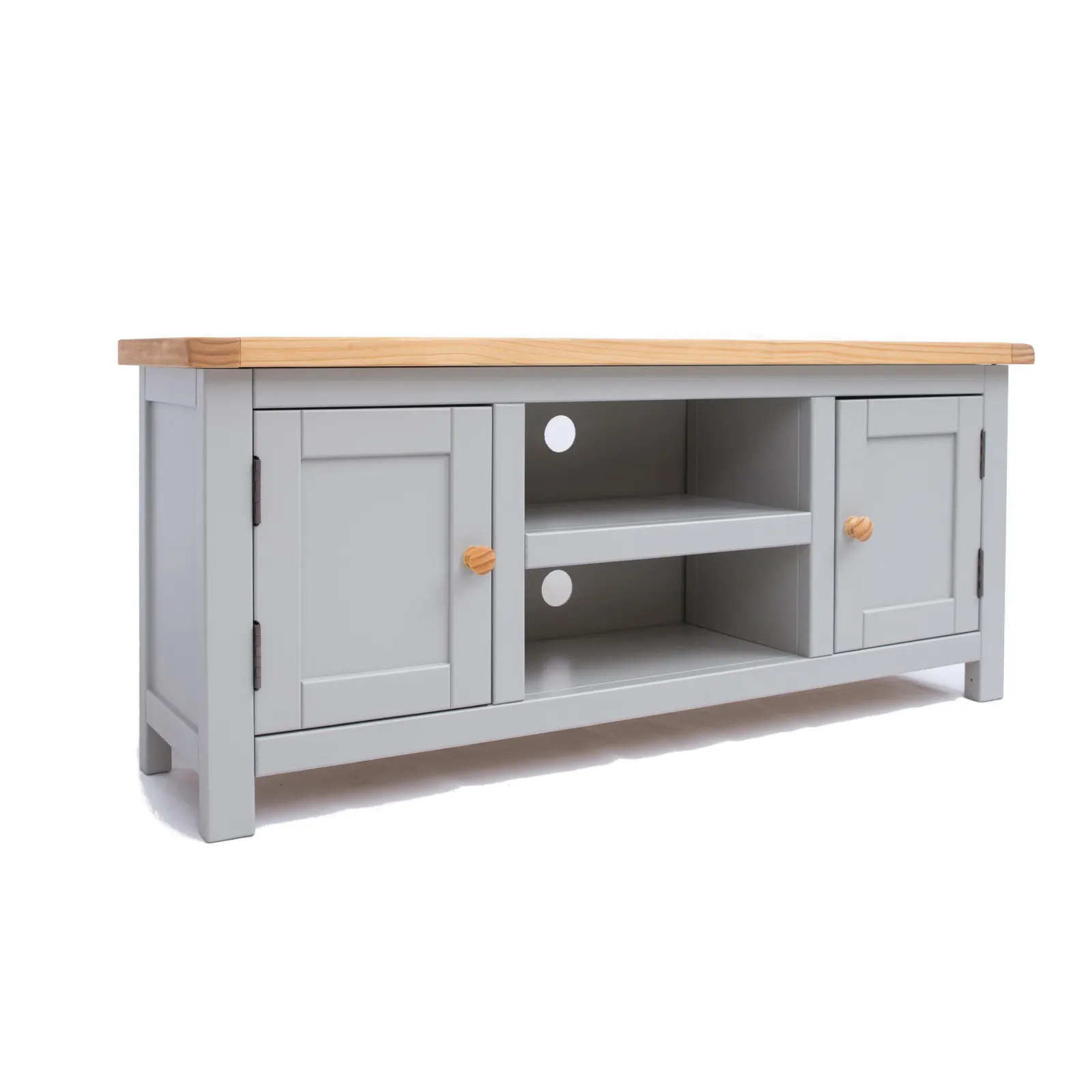 Cabinet Bits Argenta Light Grey 2 Door TV Cabinet Wood Knob 2