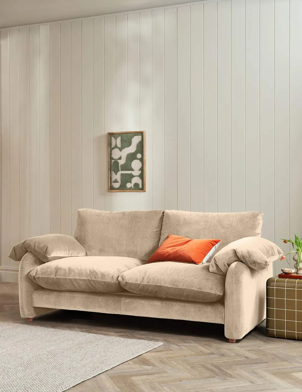 BARKER AND STONEHOUSE Orson Chenille Extra Large 3 Seater Sofa Neutral