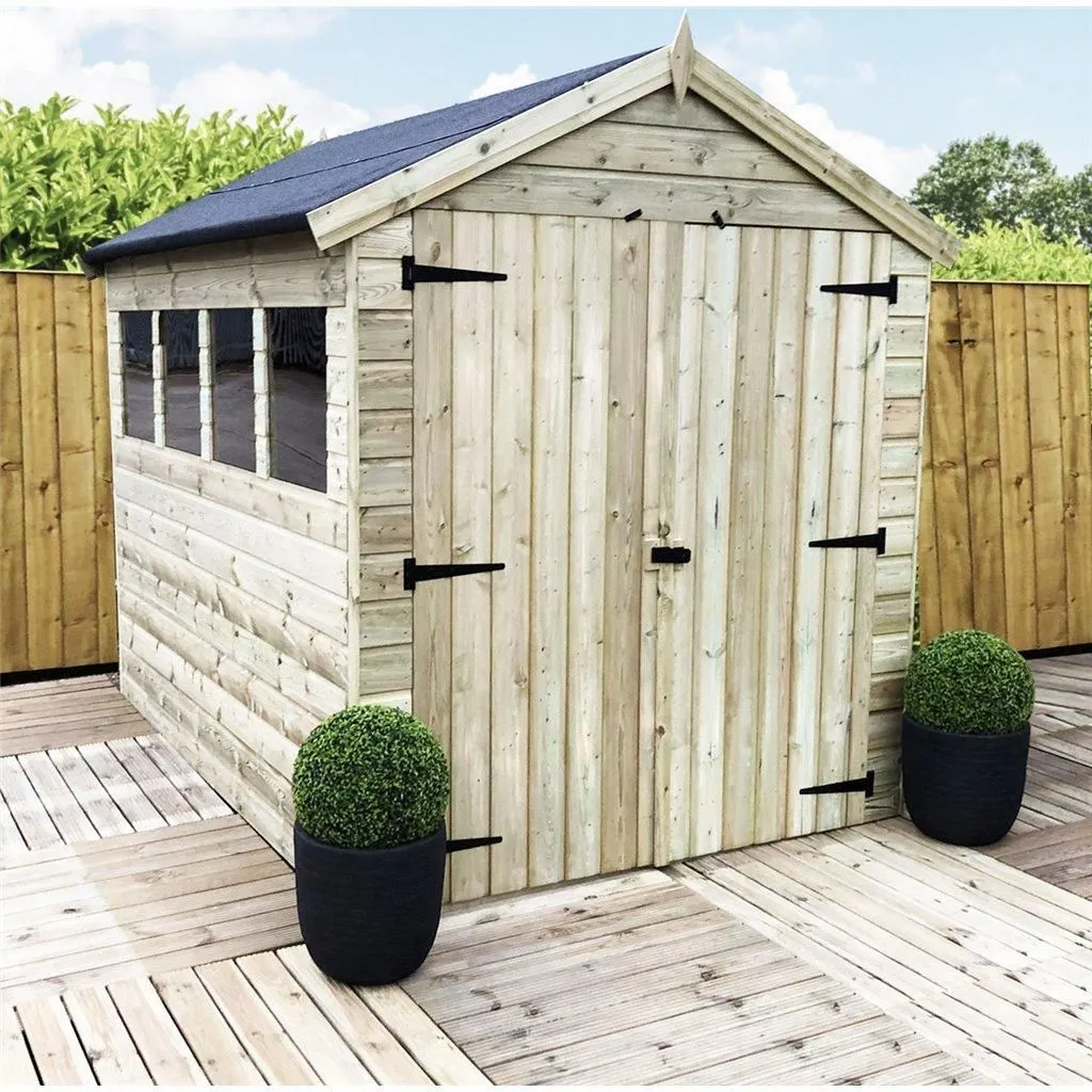 Marlborough 7 x 6 Premier Pressure Treated Apex Shed in Natural