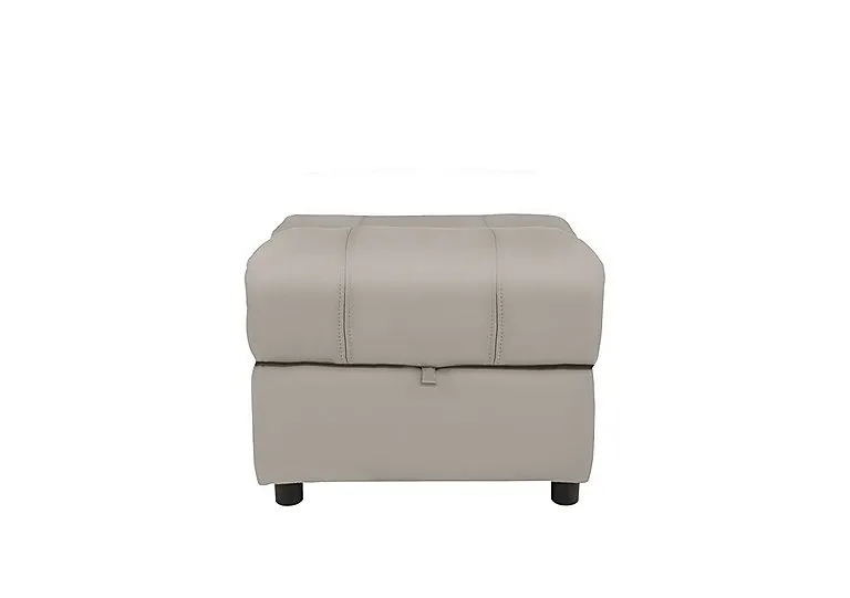 Moreno Leather Storage Footstool - Silver Grey