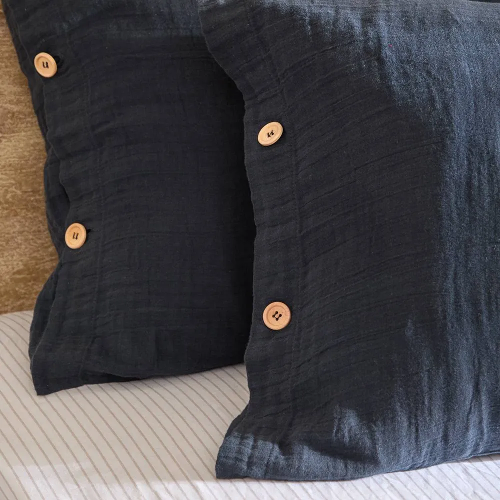 Yard Lark 100% Cotton Muslin Duvet Cover Set in Navy 3