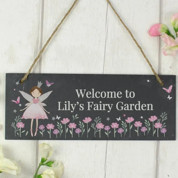 Personalised Fairy Princess Garden Slate Sign 3
