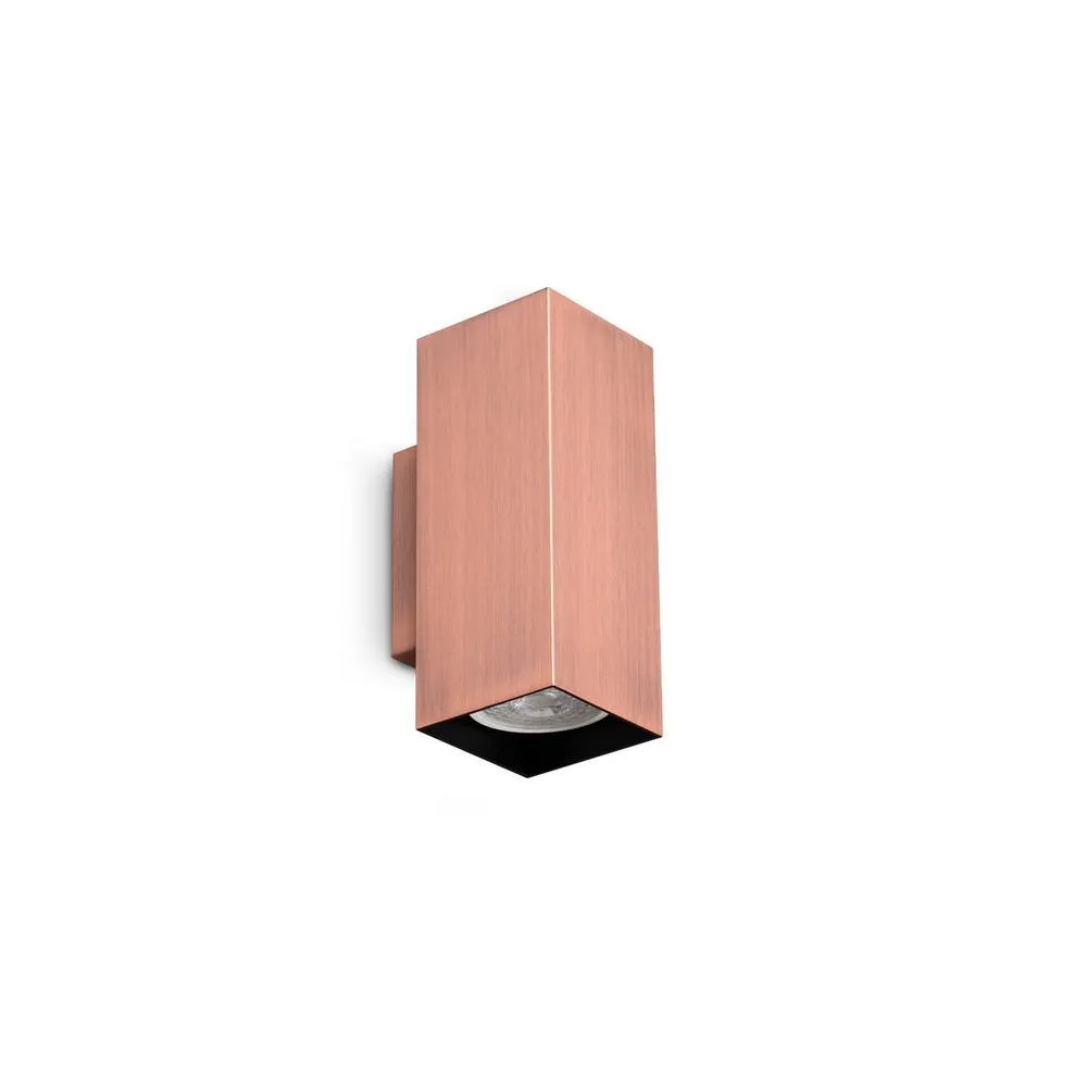 Netlighting Look 15cm Square Up & Down Wall Lamp Copper 2x GU10