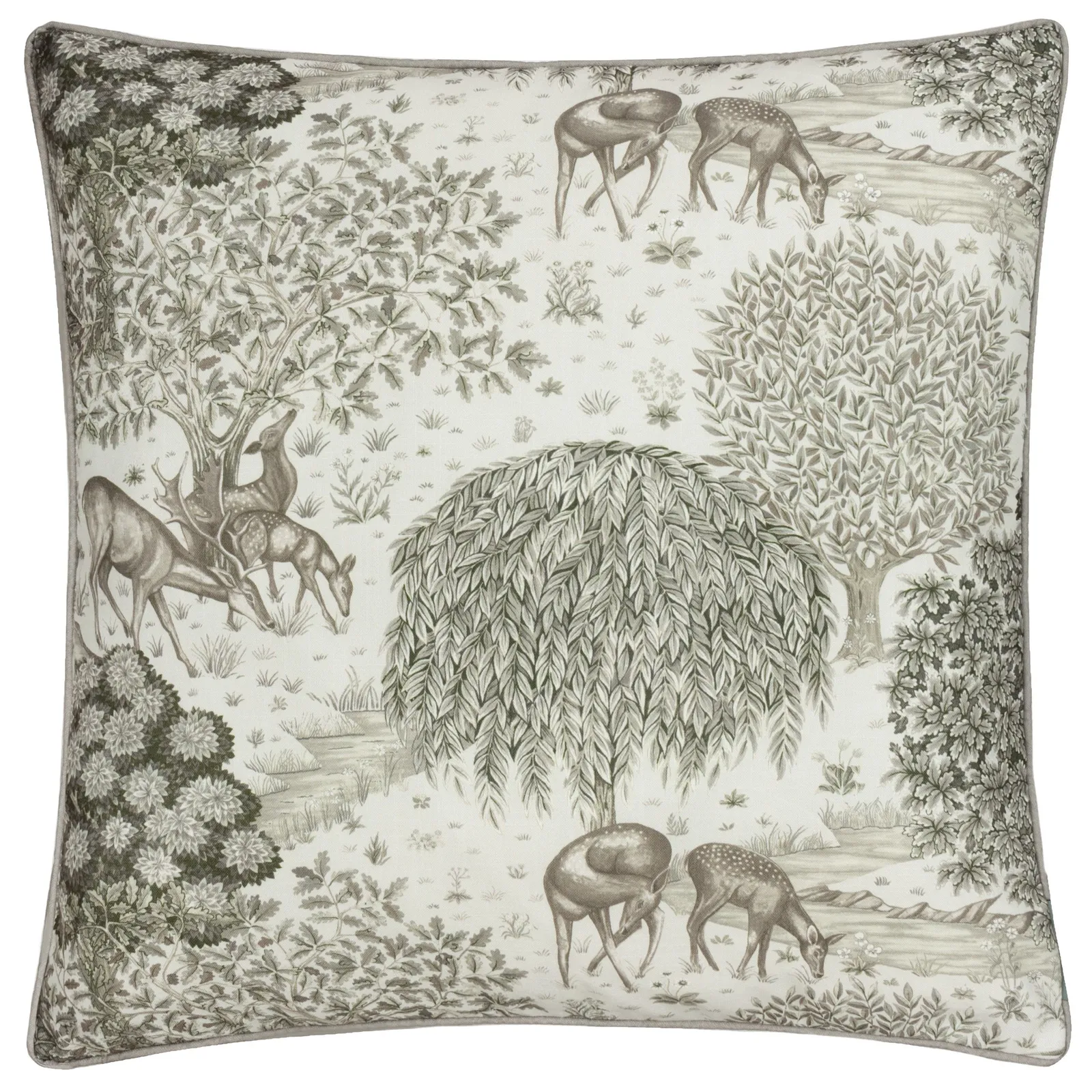 Morris & Co The Brook Printed Outdoor Cushion in Beige 2