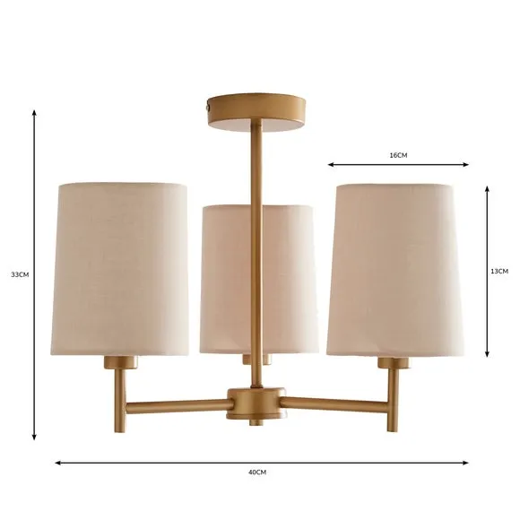 Prescot 3 Light Semi Flush Ceiling Light 6