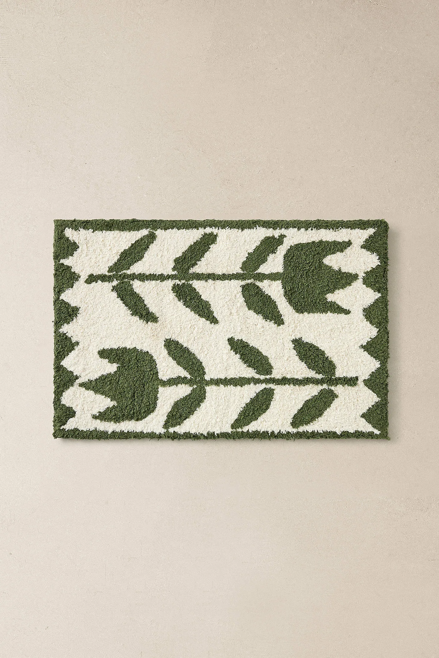 Floral Shaggy 2x3ft / 60x90cm Rug - Green 2