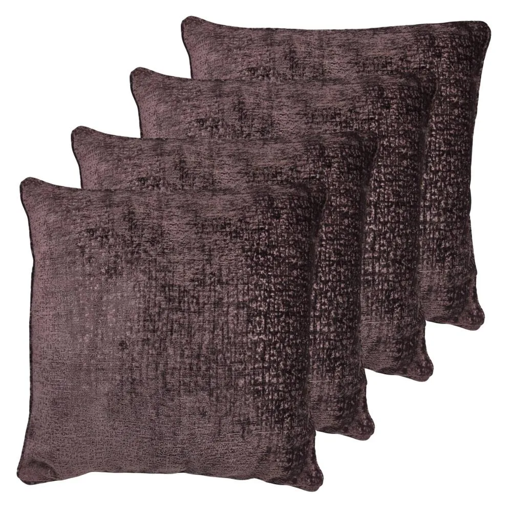 HomeSpace Direct Belmont Cushions 4 Pack in Aubergine