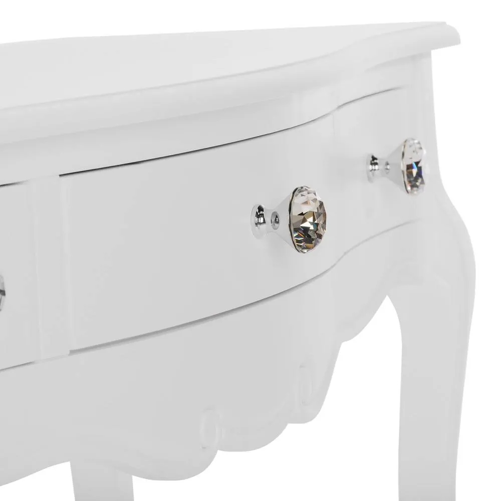 Statement Furniture Juliette Vintage Chic Dressing Table with Crystal Handles in White 4