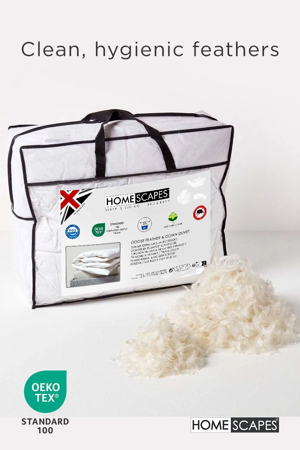 Homescapes Goose Feather & Down 4.5 Tog Summer Duvet in White 3