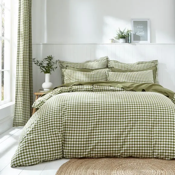 Portloe Woven Gingham 100% Cotton Duvet Cover & Pillowcase Set 1