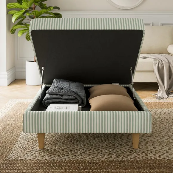 Zoe Pinstripe Fabric Square Storage Footstool 2
