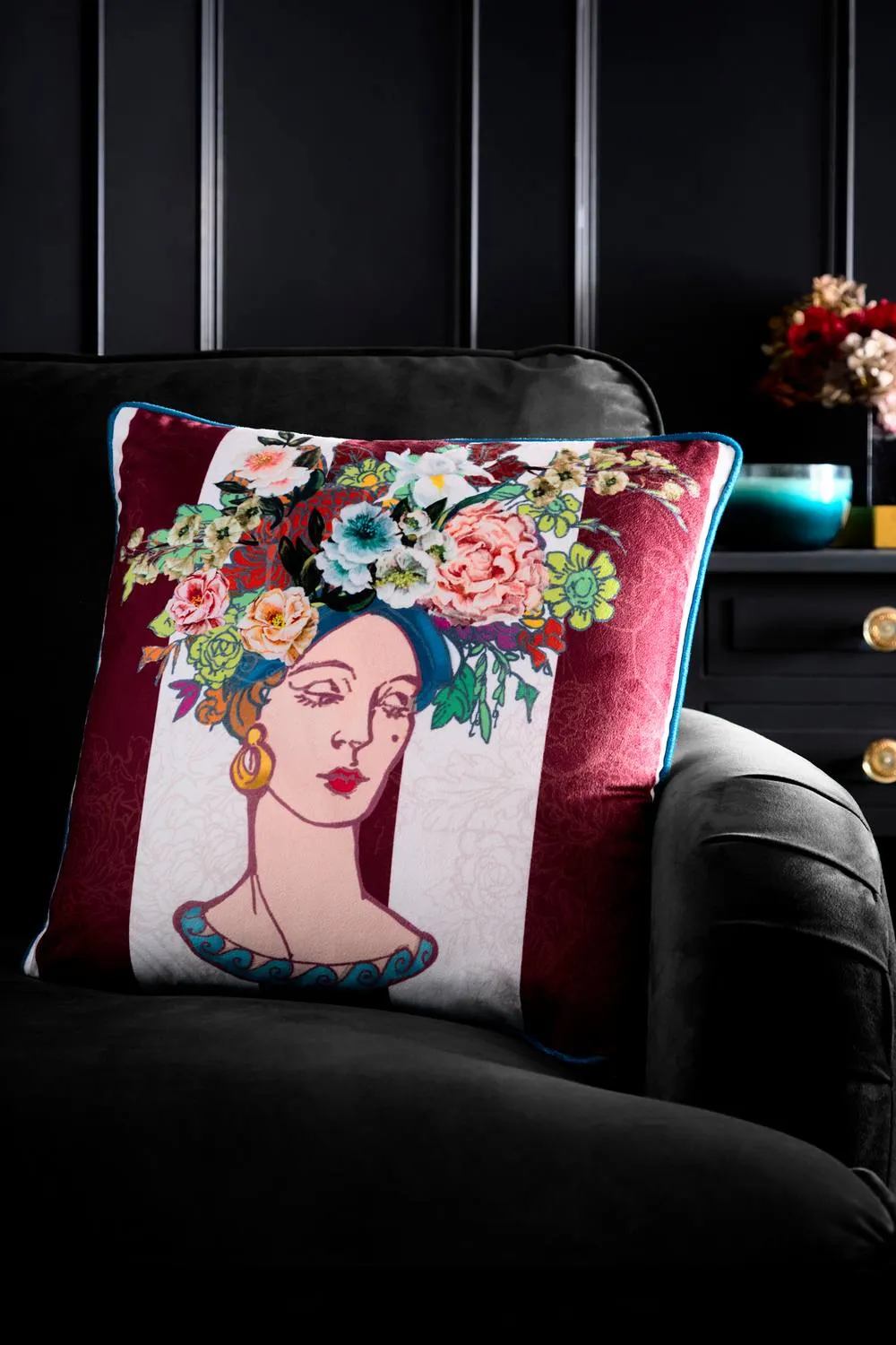 Laurence Llewelyn-Bowen 'Bouquet Lady' Velvet Filled Cushion