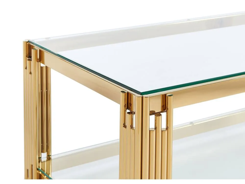 Vente-unique Tempered Glass & Stainless Steel Coffee Table - Golden - NOMELANO in Gold 6