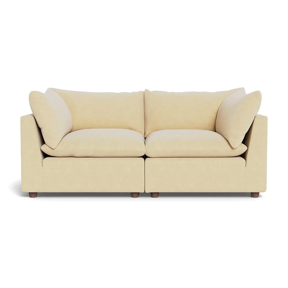 Heal's Astrid 3 Seater Sofa Smart Luxe Velvet Biscuit Walnut Stained Beech Feet 1