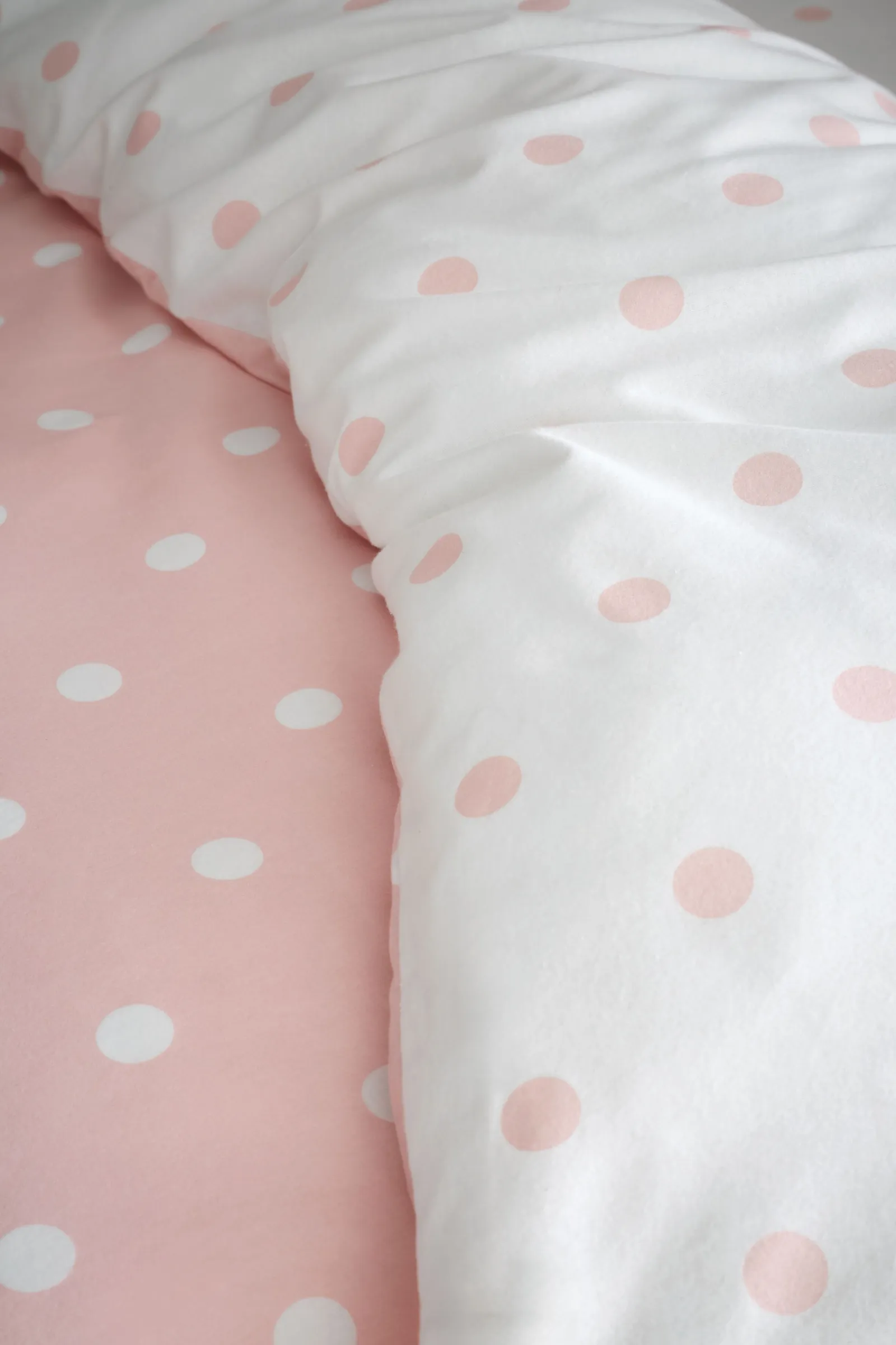 Catherine Lansfield 'Brushed Polka Dot' Cotton Reversible Duvet Cover Set in Pink 4