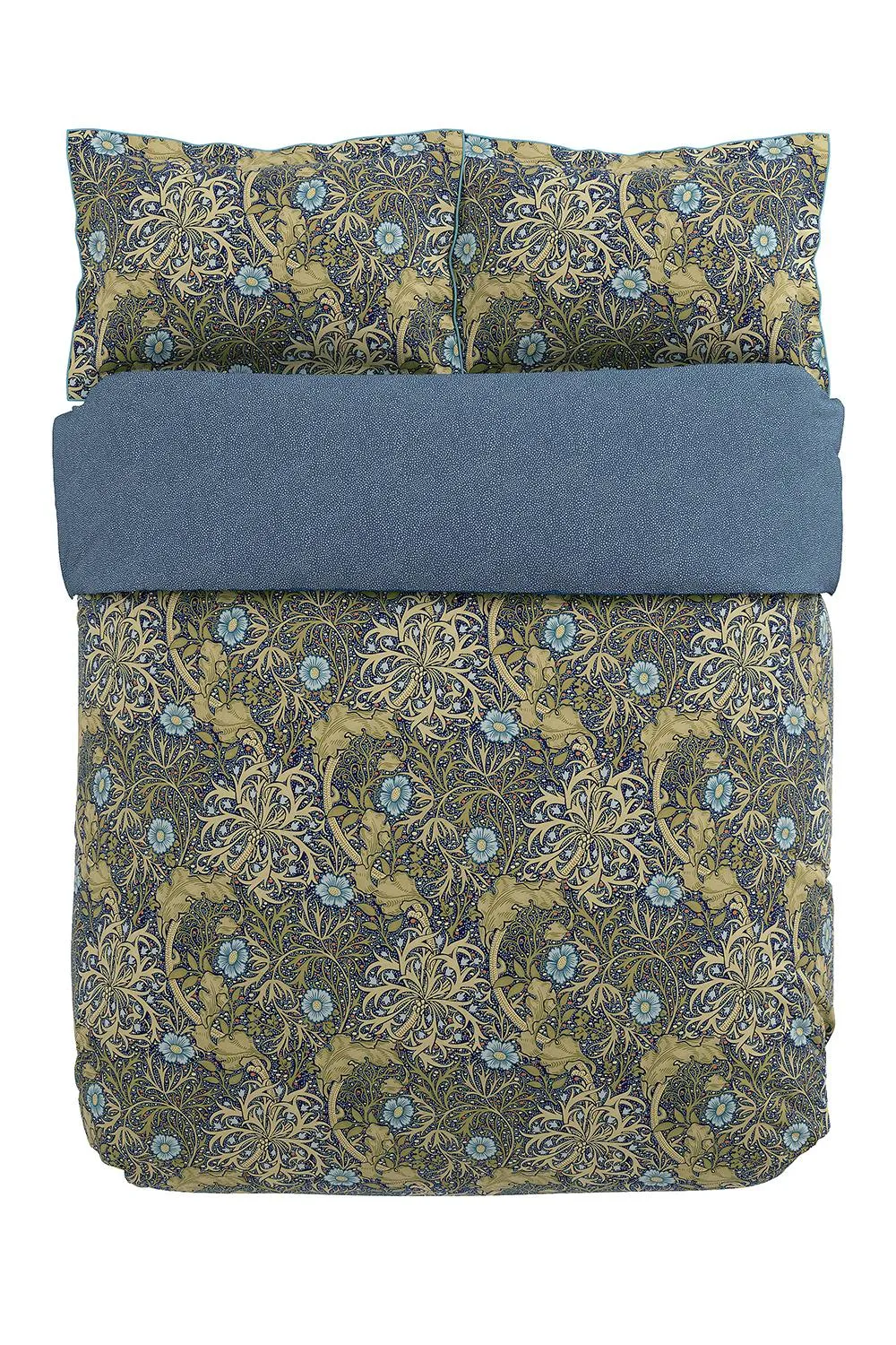 Morris & Co 'Seaweed' Cotton Duvet Cover Set in Dark Blue 3