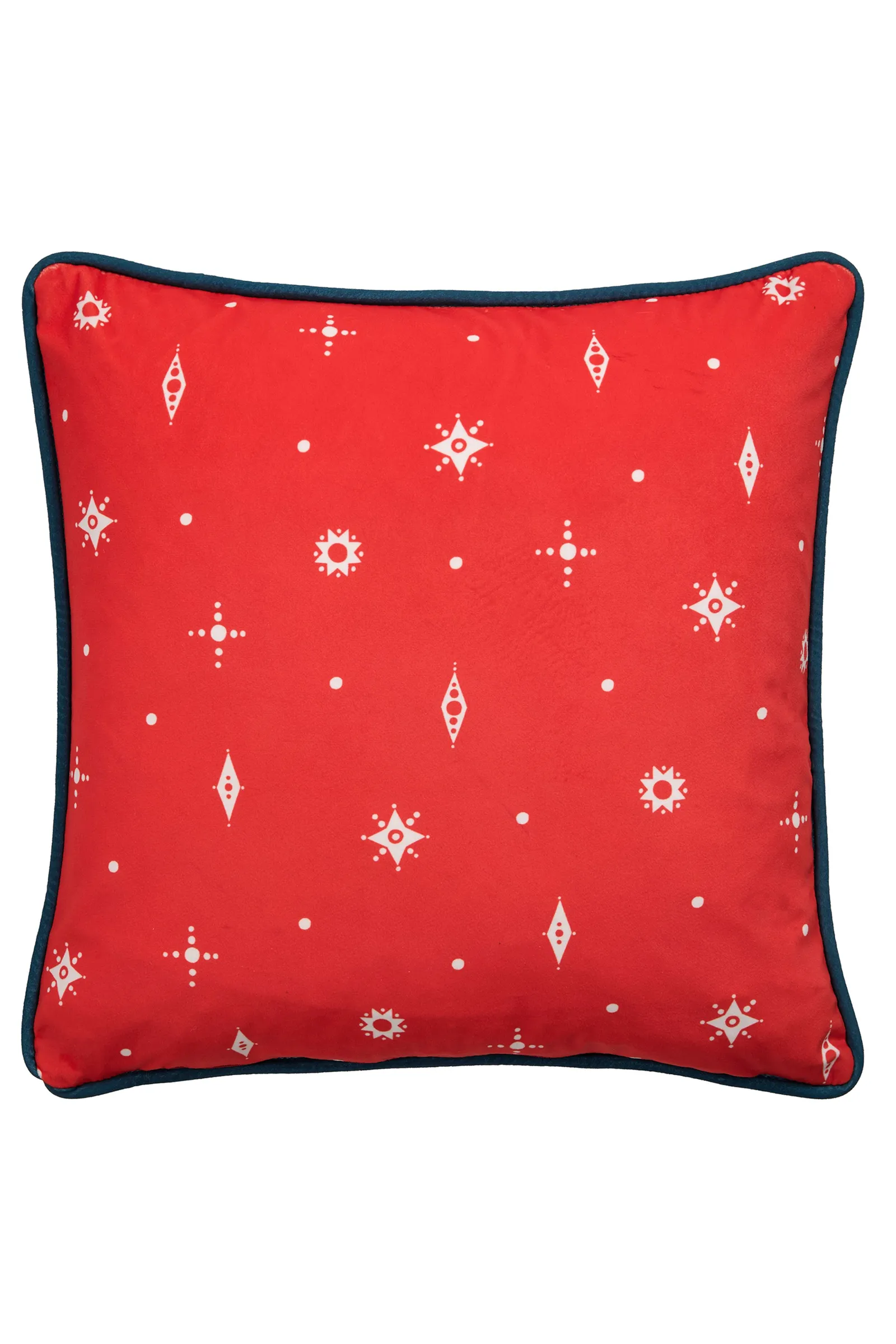 Fusion 'Merry Christmas Deer' Festive Print Velvet Filled Cushion in Green 3