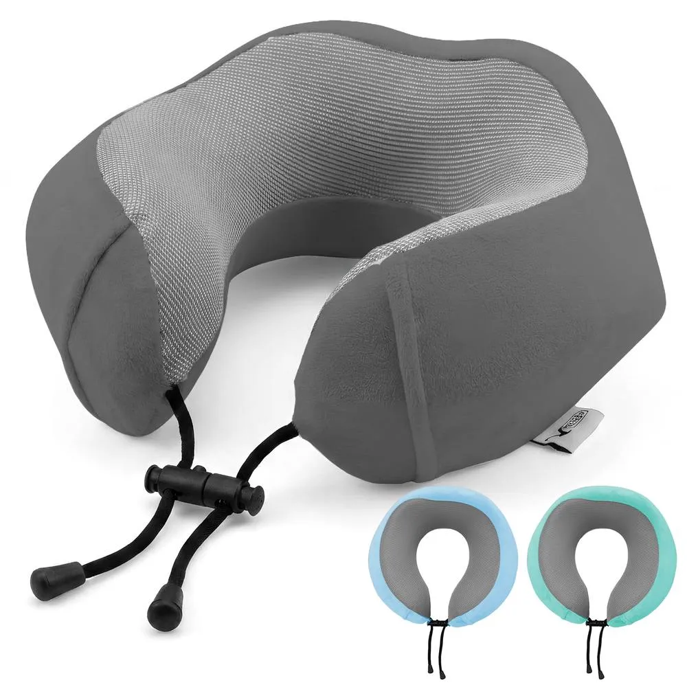 Lugg Travel Memory Foam Neck Pillow with Buckle - Ergonomic Neck Support in Grey