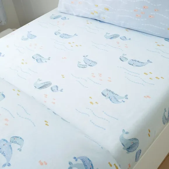 Pack of 2 Little Whales 100% Cotton Fitted Bed Sheets 1