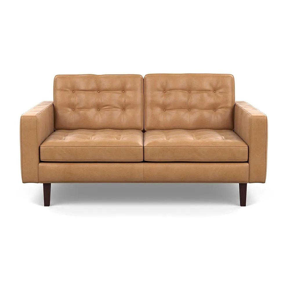Heal's Hepburn 2 Seater Daino Leather Parchment Black Feet