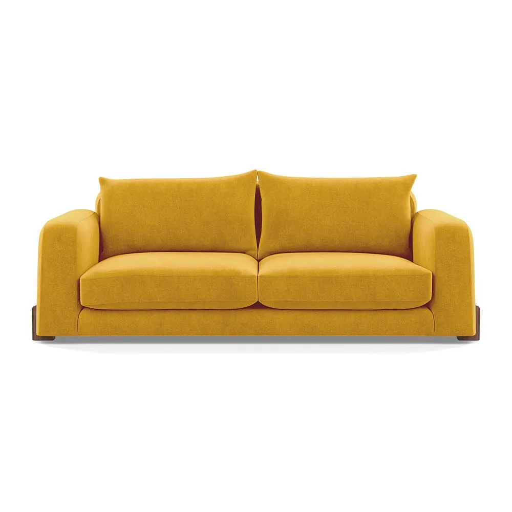 Heal's Nuvola 4 Seater Sofa Smart Luxe Velvet Canary Walnut Stained Feet 1