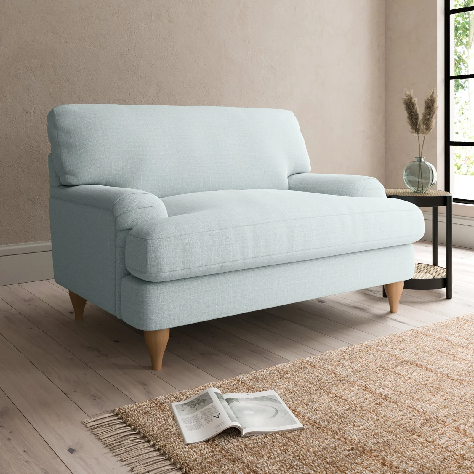 Darwin Slub Cotton Blend Snuggle Chair Slub Cotton Light Mineral