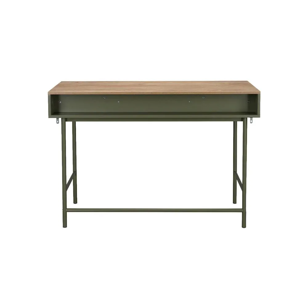 sweeek Wood decor & iron desk with 2 drawers & 1 compartment in Khaki 4