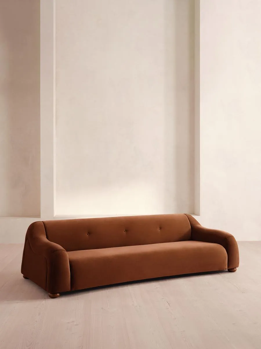 Liana Four Seater Sofa, Velvet, Cinnamon