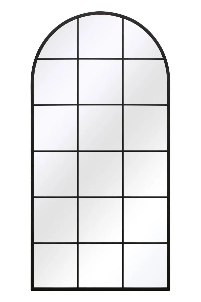 MirrorOutlet Black Metal Framed Arched Window Wall Mirror 71" X 35" (180 X 90CM) 5