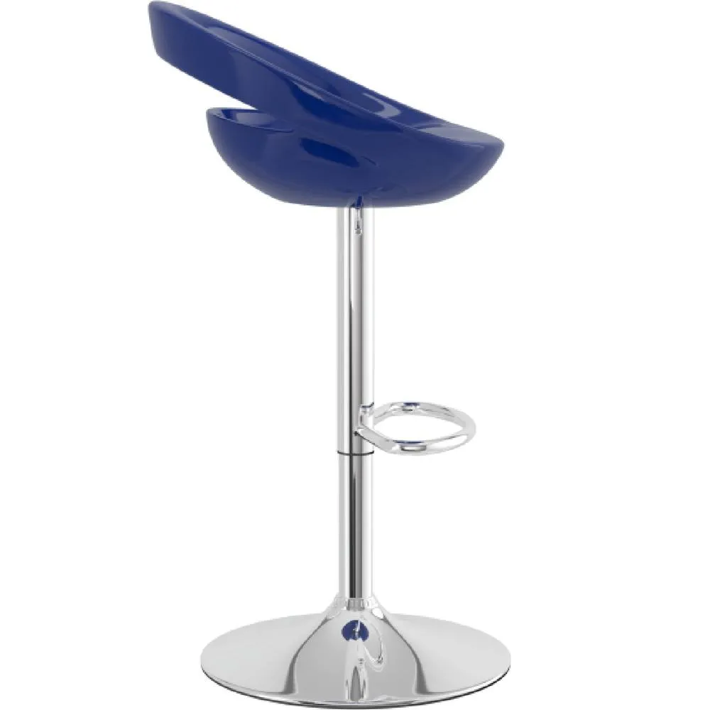 netfurniture Halfy Half Moon Retro Kitchen Bar Stool - Blue Seat Height Adjustable 4