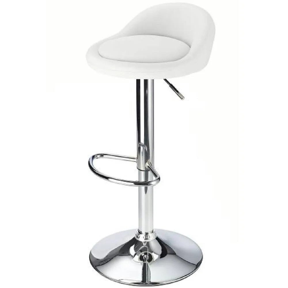 netfurniture Gaor Adjustable, Breakfast Bar Stool Faux Leather, Padded Seat White 6