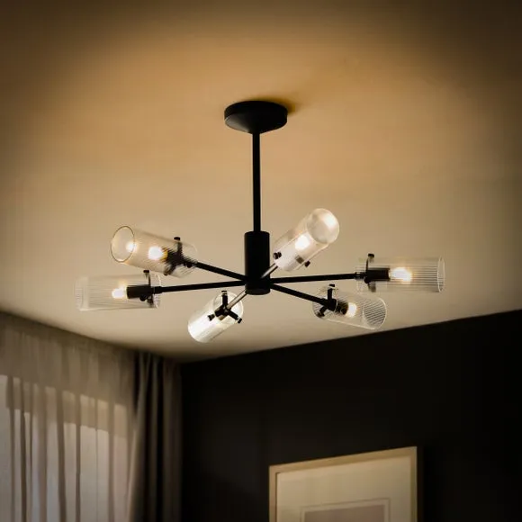 Sterling Ribbed 6 Light Semi Flush Ceiling Light 2
