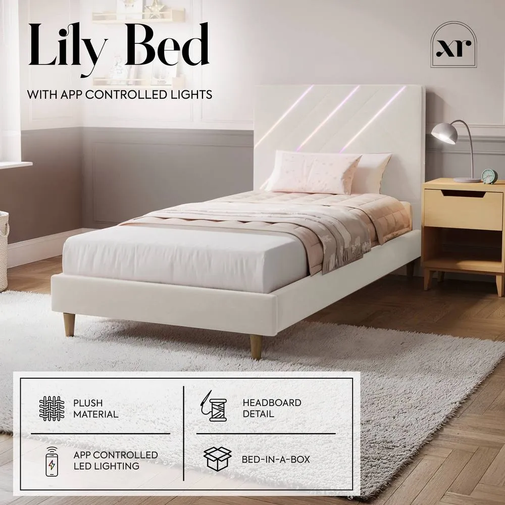X Rocker Lily Single Bed Frame with App Controlled LED Lights in Ivory 3