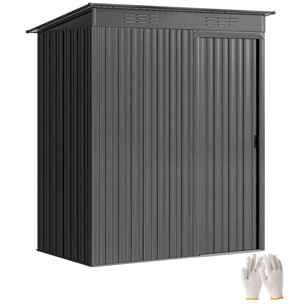 OUTSUNNY 5 x 3.5ft Metal Garden Shed with Effortless Assembly, Dark Grey 2
