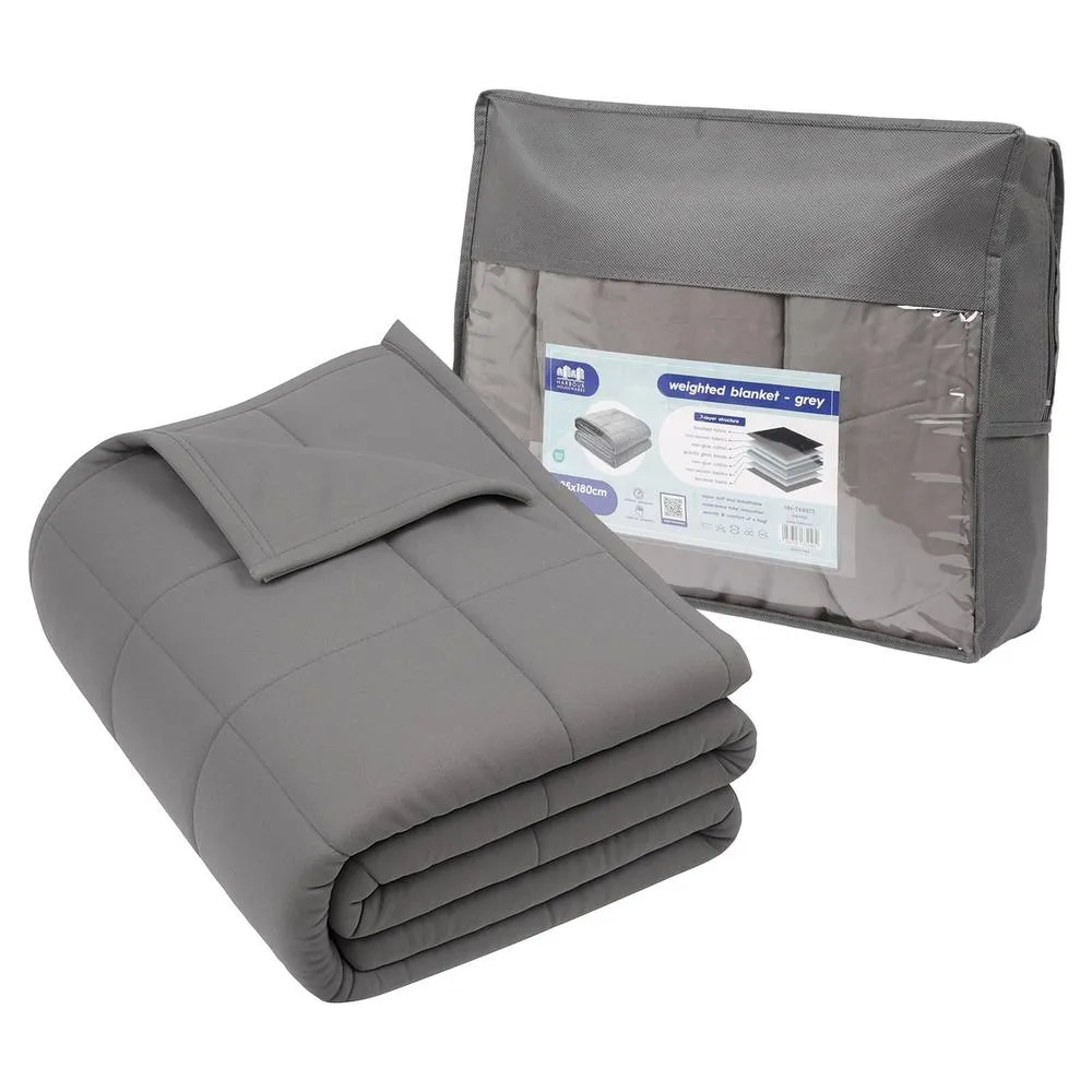 Harbour Housewares Weighted Blanket with Storage Bag - 125 x 180cm - 6kg in Grey