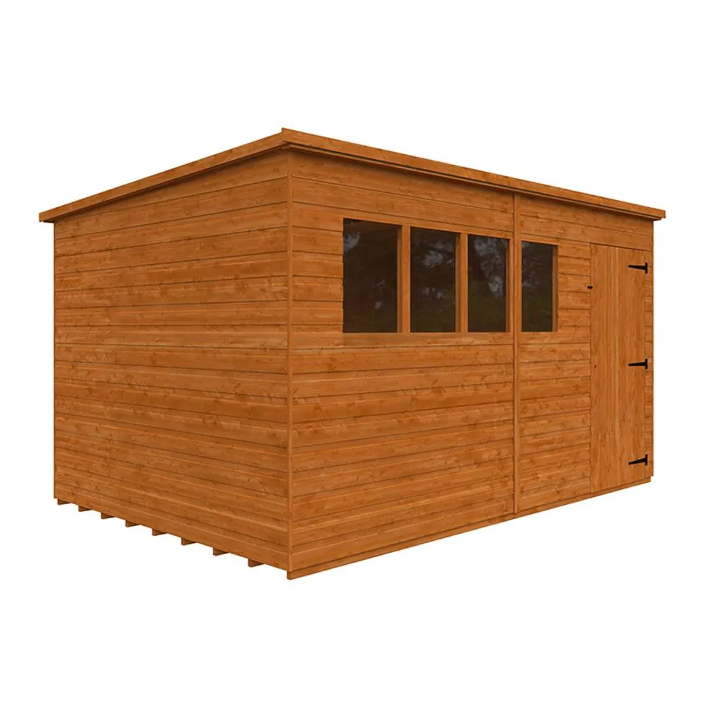 Buttercup Farm 12 x 8 Feet Super Pent 12mm Shed - Solid Wood/Softwood/Pine in Burnt Orange